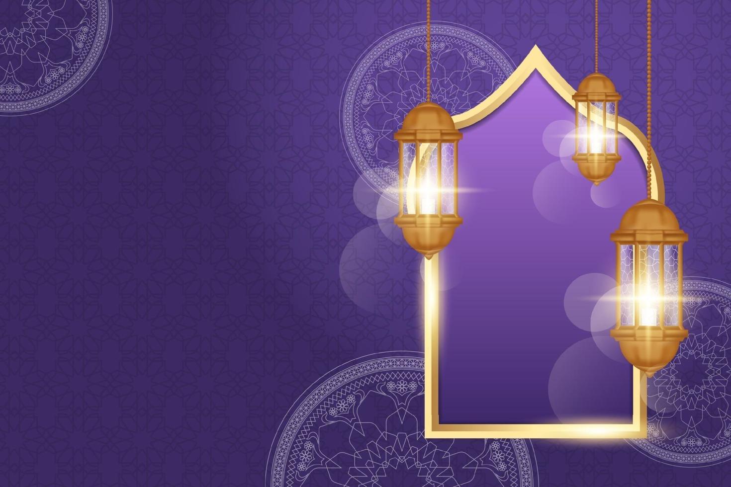 tarjeta de felicitación de ramadan kareem decorada con linternas árabes vector