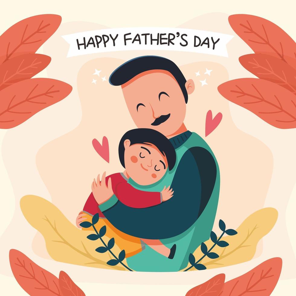 Father Hugs His Children in Father's Day Moments vector