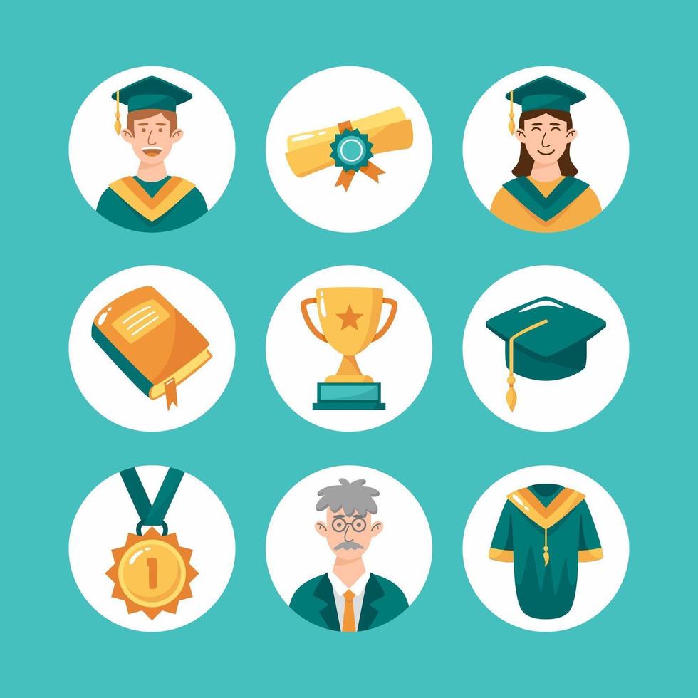 Bachelor Graduation Icon Collection vector