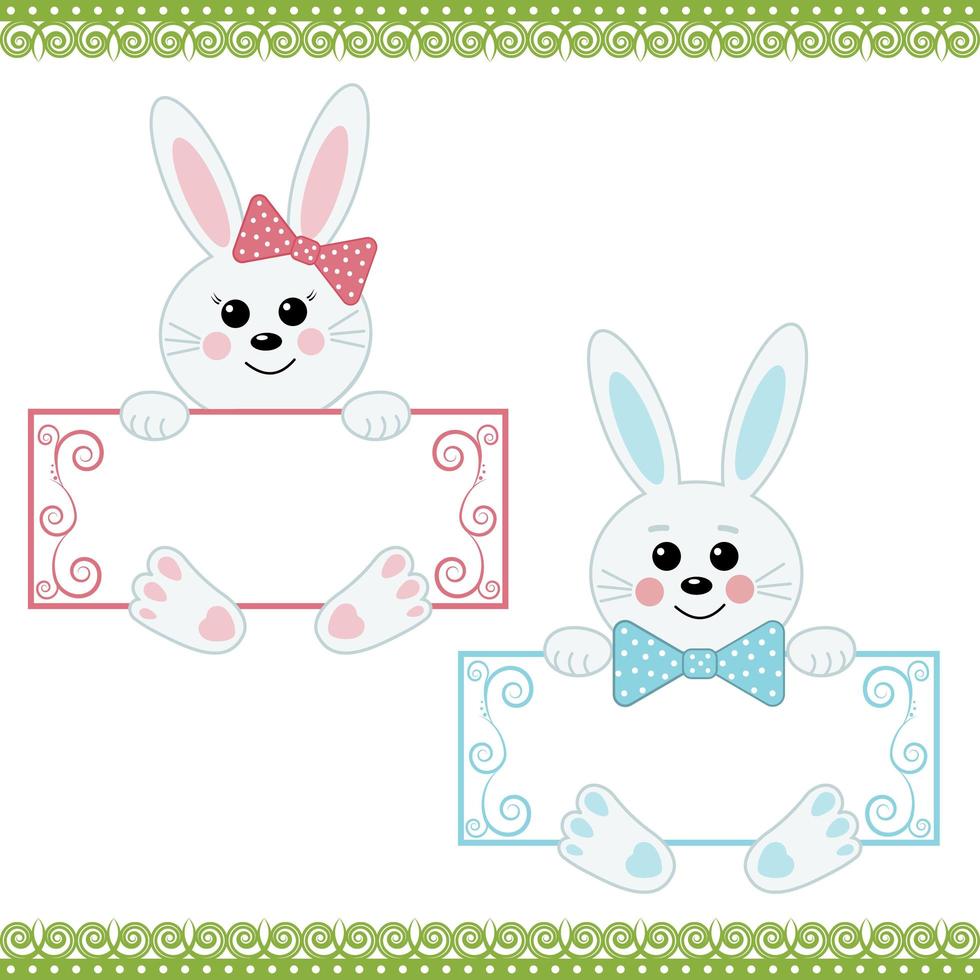 Hares holding signs vector