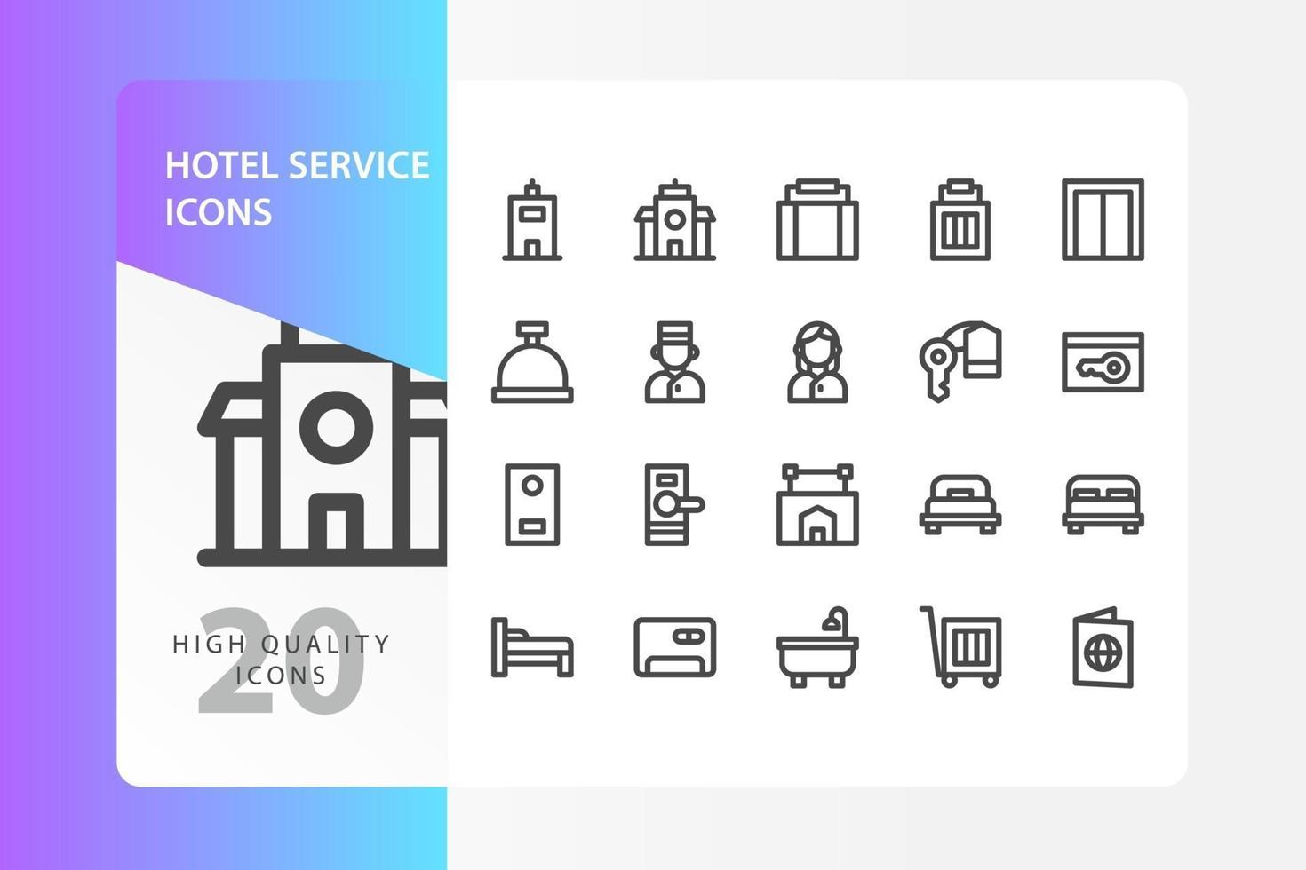 paquete de iconos de servicio de hotel aislado sobre fondo blanco. para el diseño de su sitio web, logotipo, aplicación, interfaz de usuario. Ilustración de gráficos vectoriales y trazo editable. eps 10. vector