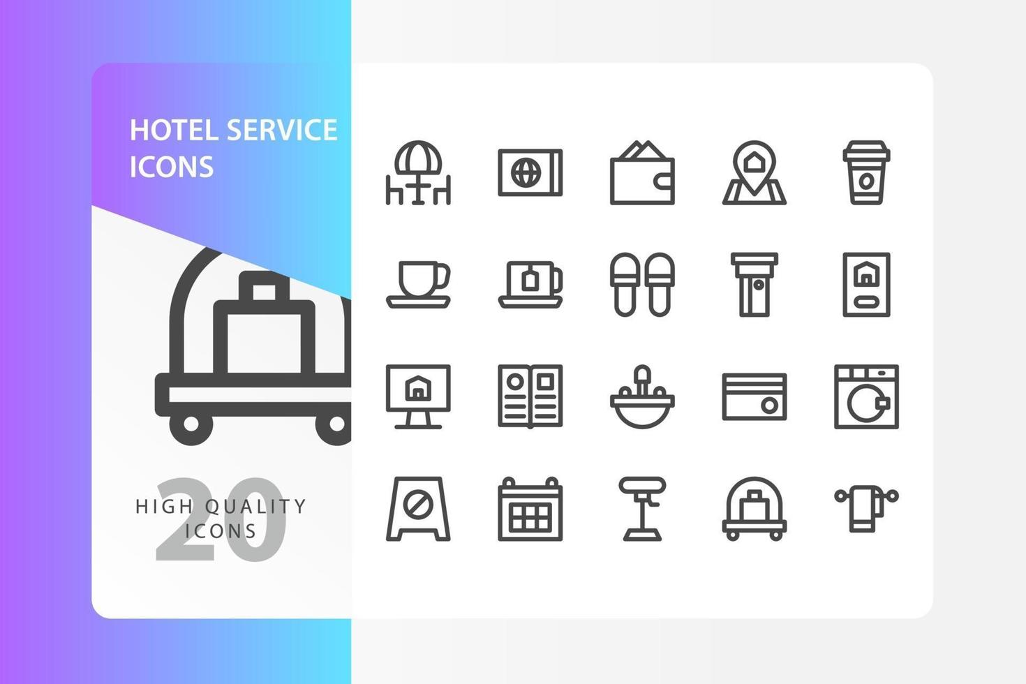 paquete de iconos de servicio de hotel aislado sobre fondo blanco. para el diseño de su sitio web, logotipo, aplicación, interfaz de usuario. Ilustración de gráficos vectoriales y trazo editable. eps 10. vector