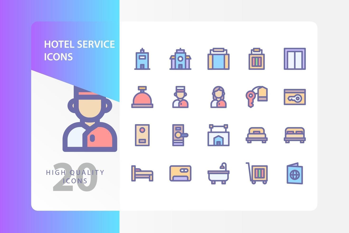 paquete de iconos de servicio de hotel aislado sobre fondo blanco. para el diseño de su sitio web, logotipo, aplicación, interfaz de usuario. Ilustración de gráficos vectoriales y trazo editable. eps 10. vector