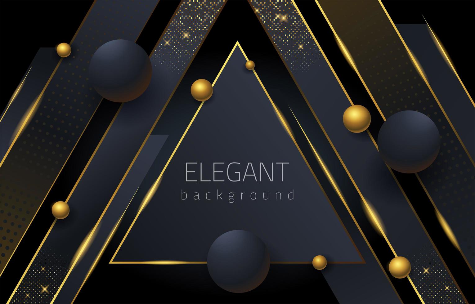 Elegant Black And Gold Triangle and Sphere Background vector