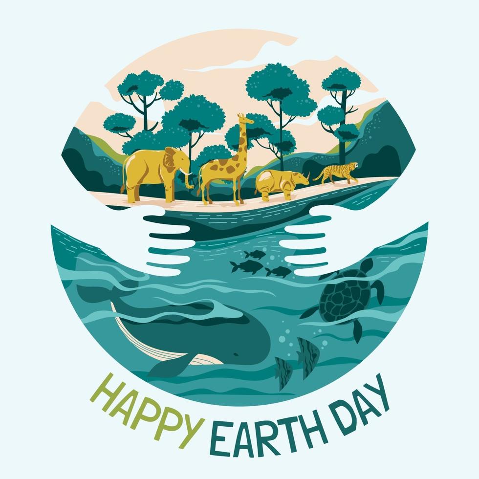 Ecology Life for Happy Earth Day Concept vector