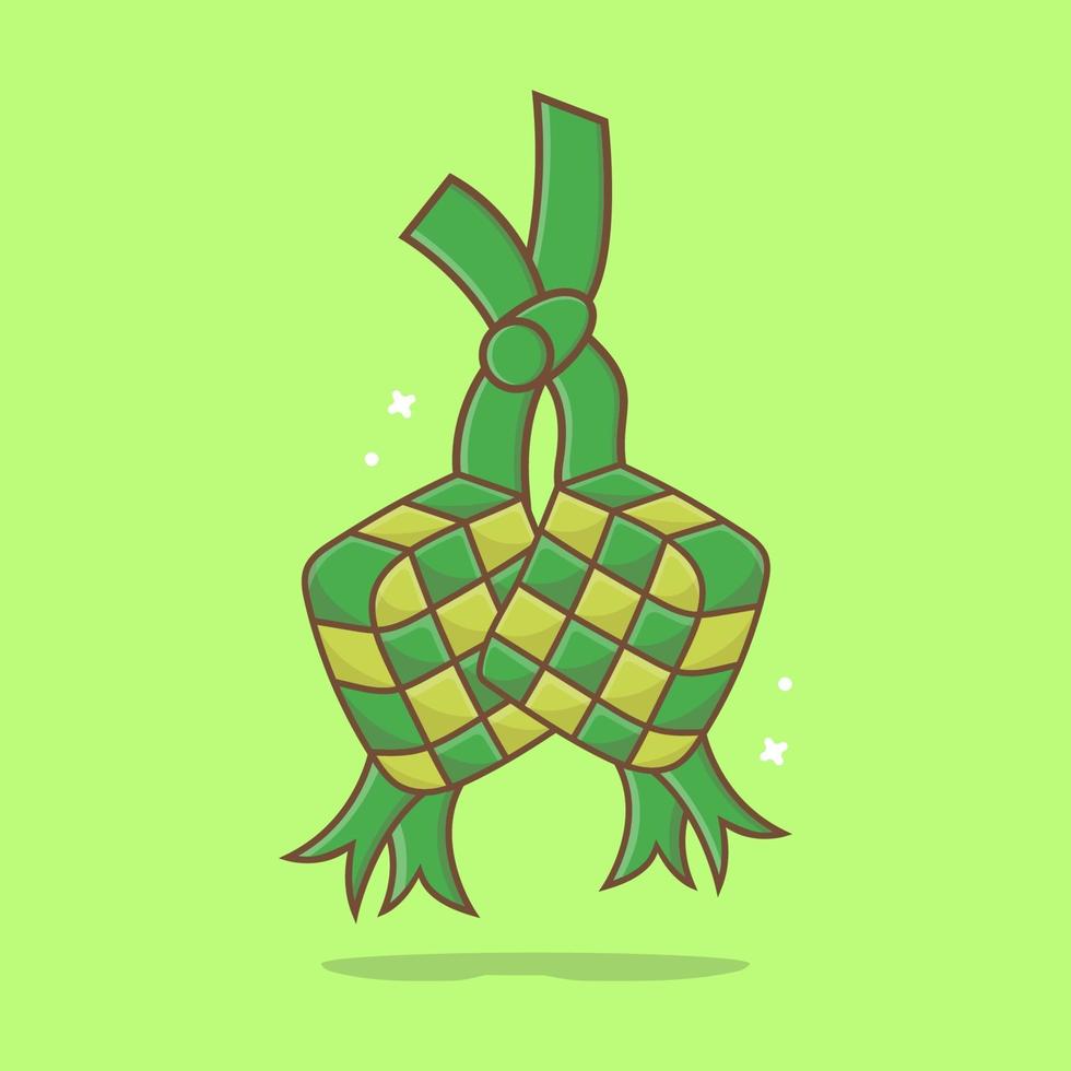 ilustración linda del icono de la comida de ketupat vector