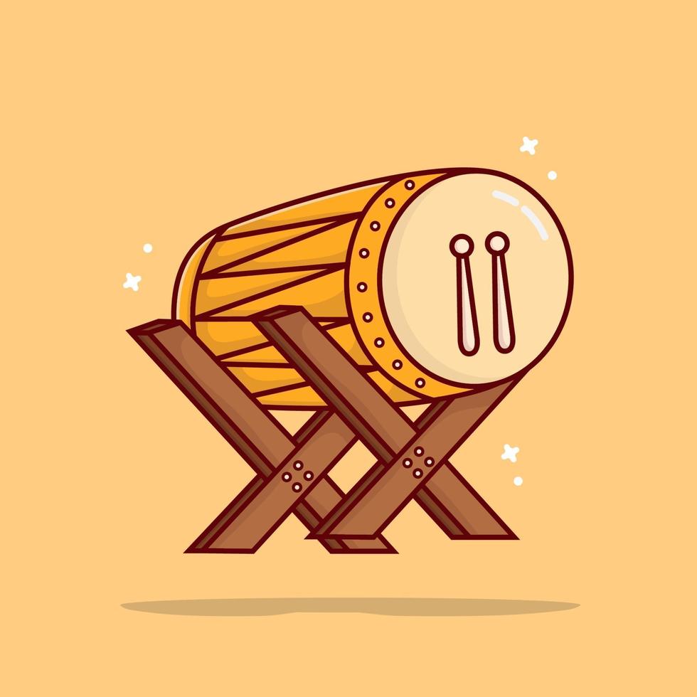 Cute Bedug muslim drum icon illustration vector