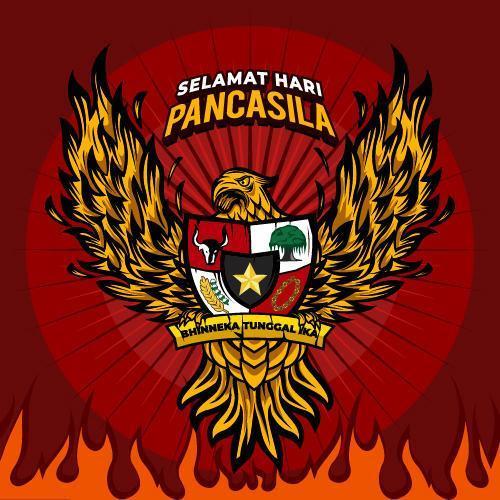 Pancasila Day with Eagle Concept vector