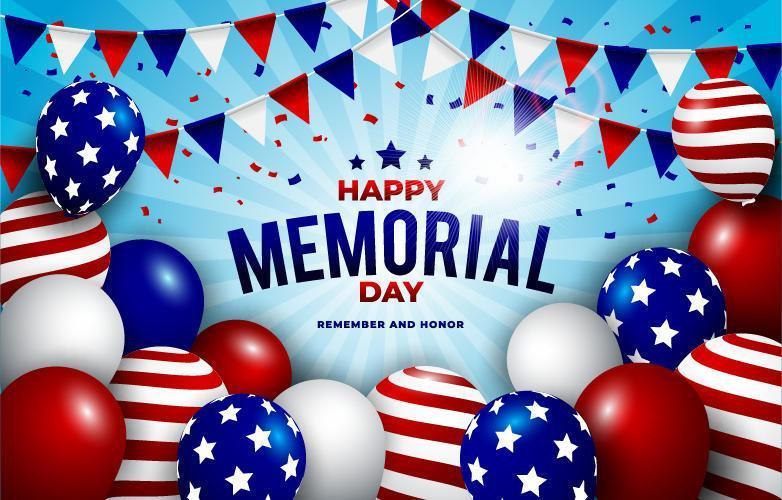 Happy Memorial Day with Balloon and Flag vector