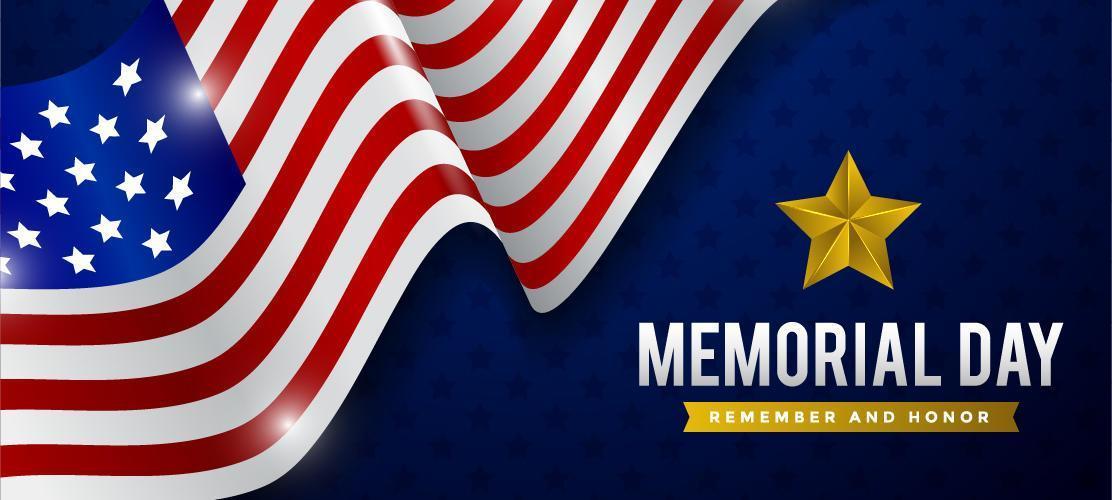 Memorial Day Background with Realistic Flag vector