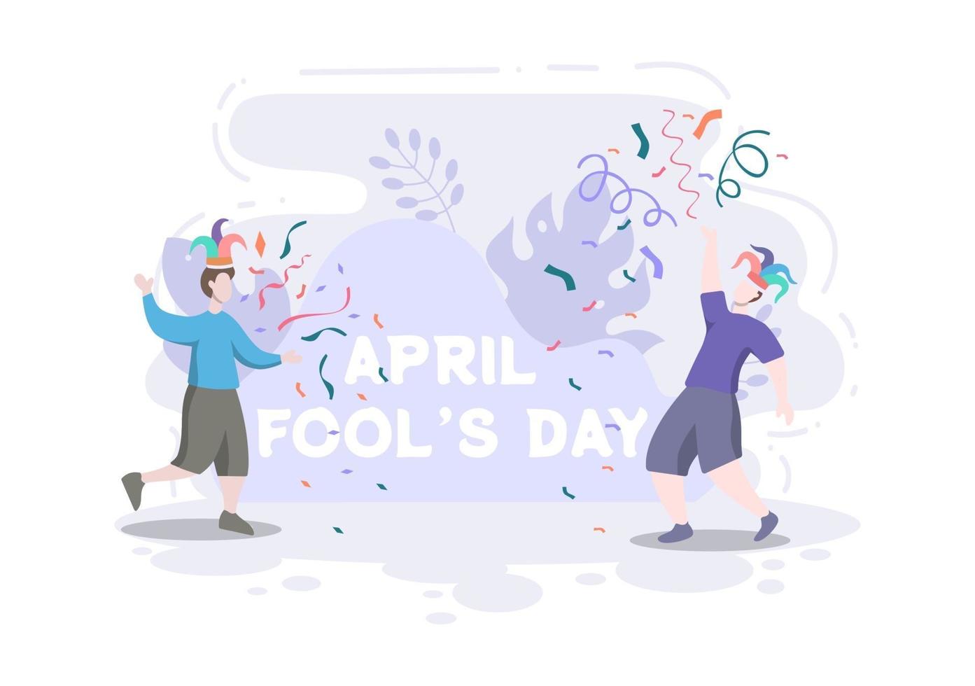 Celebration Happy April Fool's Day Wearing a Jester Hat Background Design Concept. Vector Illustration