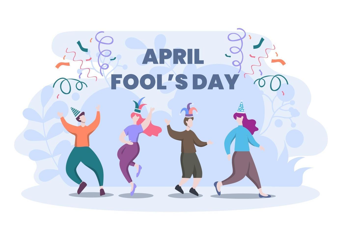 Celebration Happy April Fool's Day Wearing a Jester Hat Background Design Concept. Vector Illustration