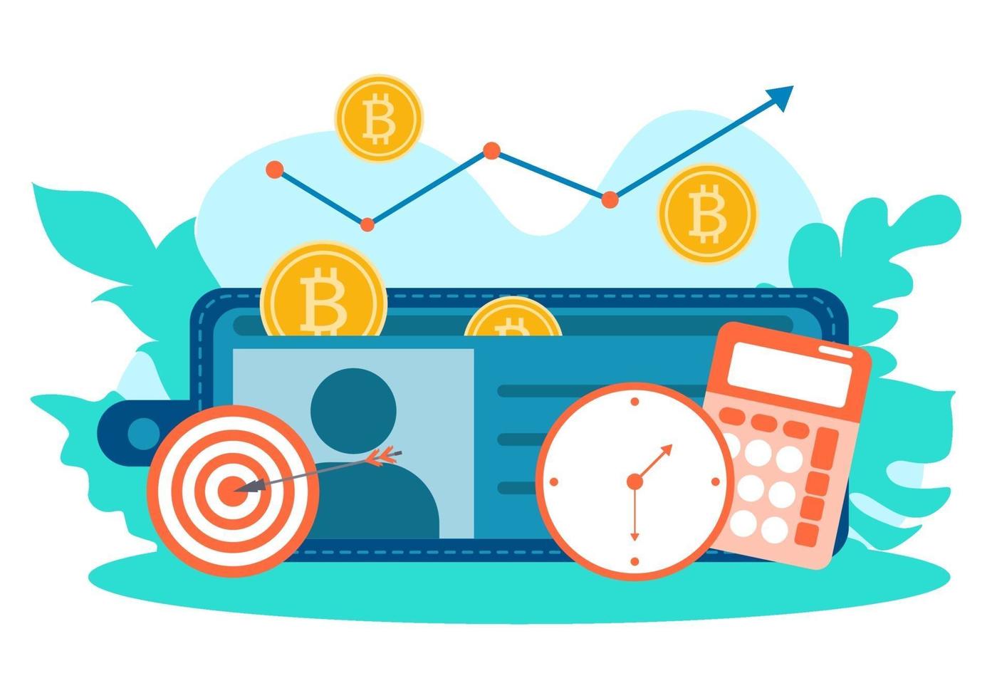 Cryptocurrency Illustration Flat Design with Businessman Miners and Coins. for Financial Technology, Blockchain, and Data Analysis. vector