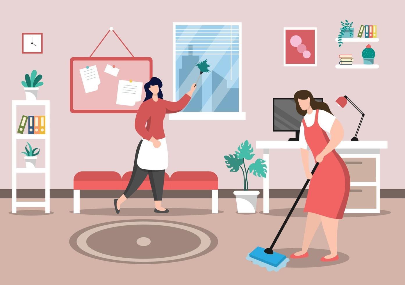 Cleaning Service Concept. Vector Flat Design Cartoon Illustration