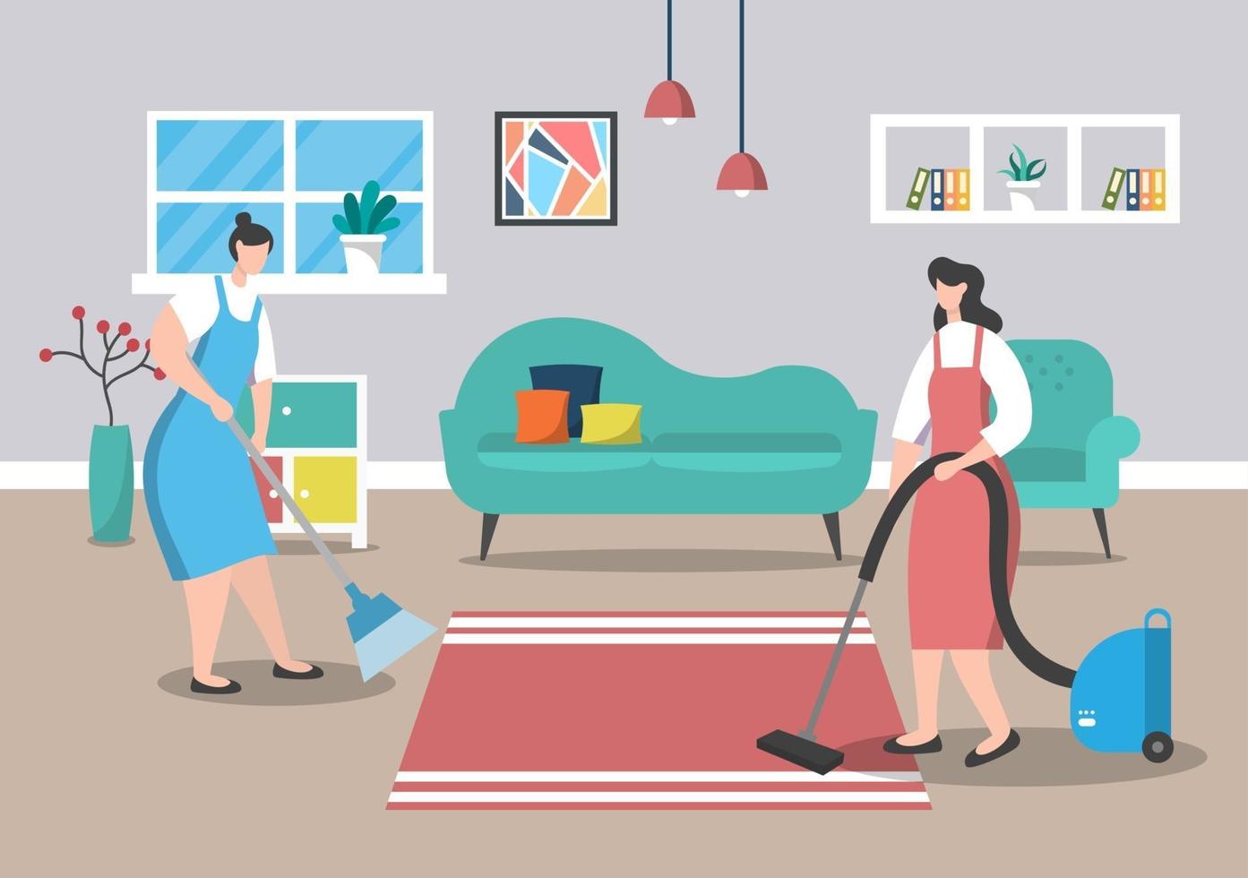 Cleaning Service Concept. Vector Flat Design Cartoon Illustration