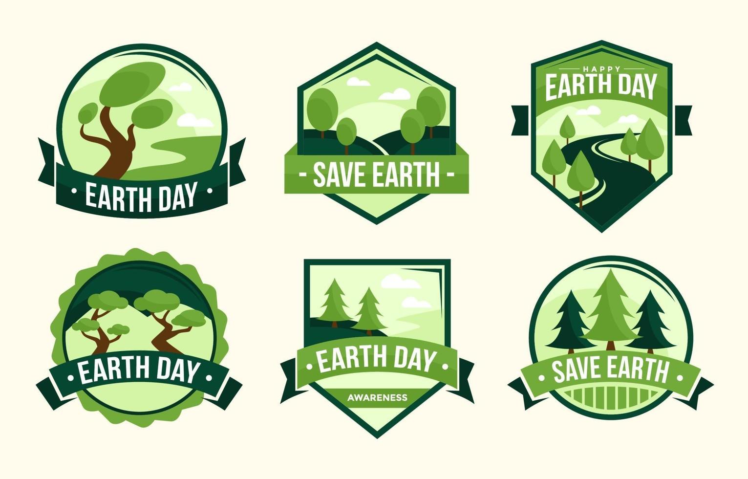 Earth Label Set Collection vector