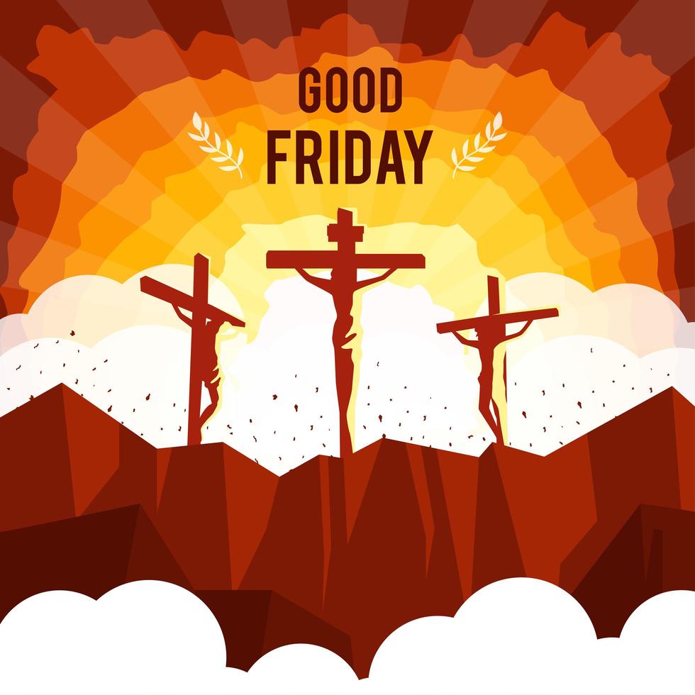 Good Friday with silhouette Jesus Cross vector