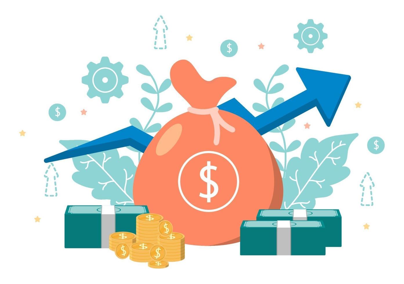 Ilustración plana de inversiones para soluciones comerciales de banner