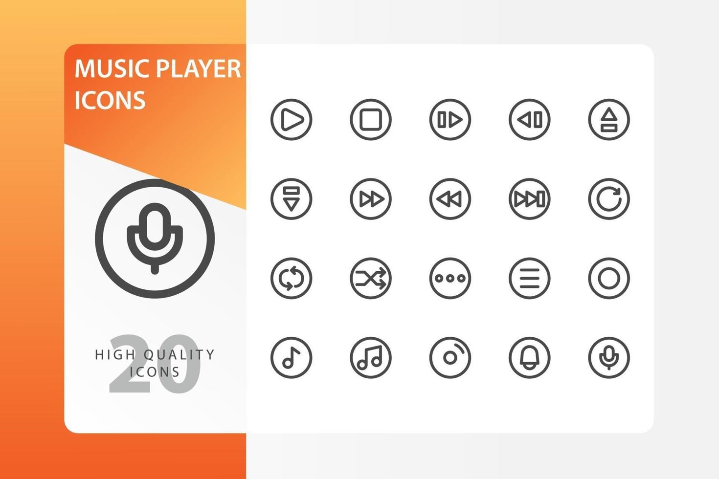 Music Player icon pack isolated on white background. for your web site design, logo, app, UI. Vector graphics illustration and editable stroke. EPS 10.