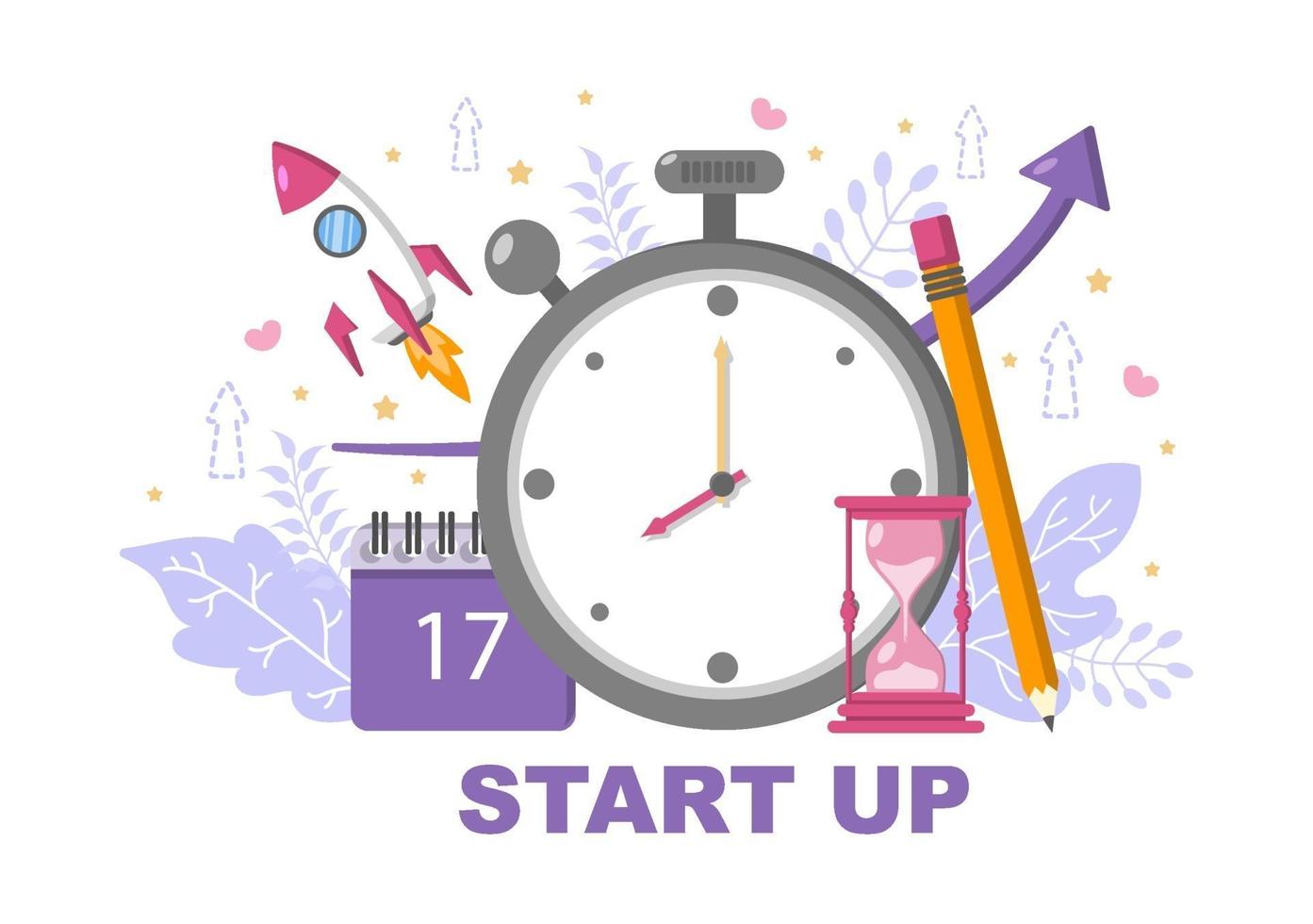 Startup Flat Illustration of Business Development Process, Innovation Product, and Creative Idea. vector