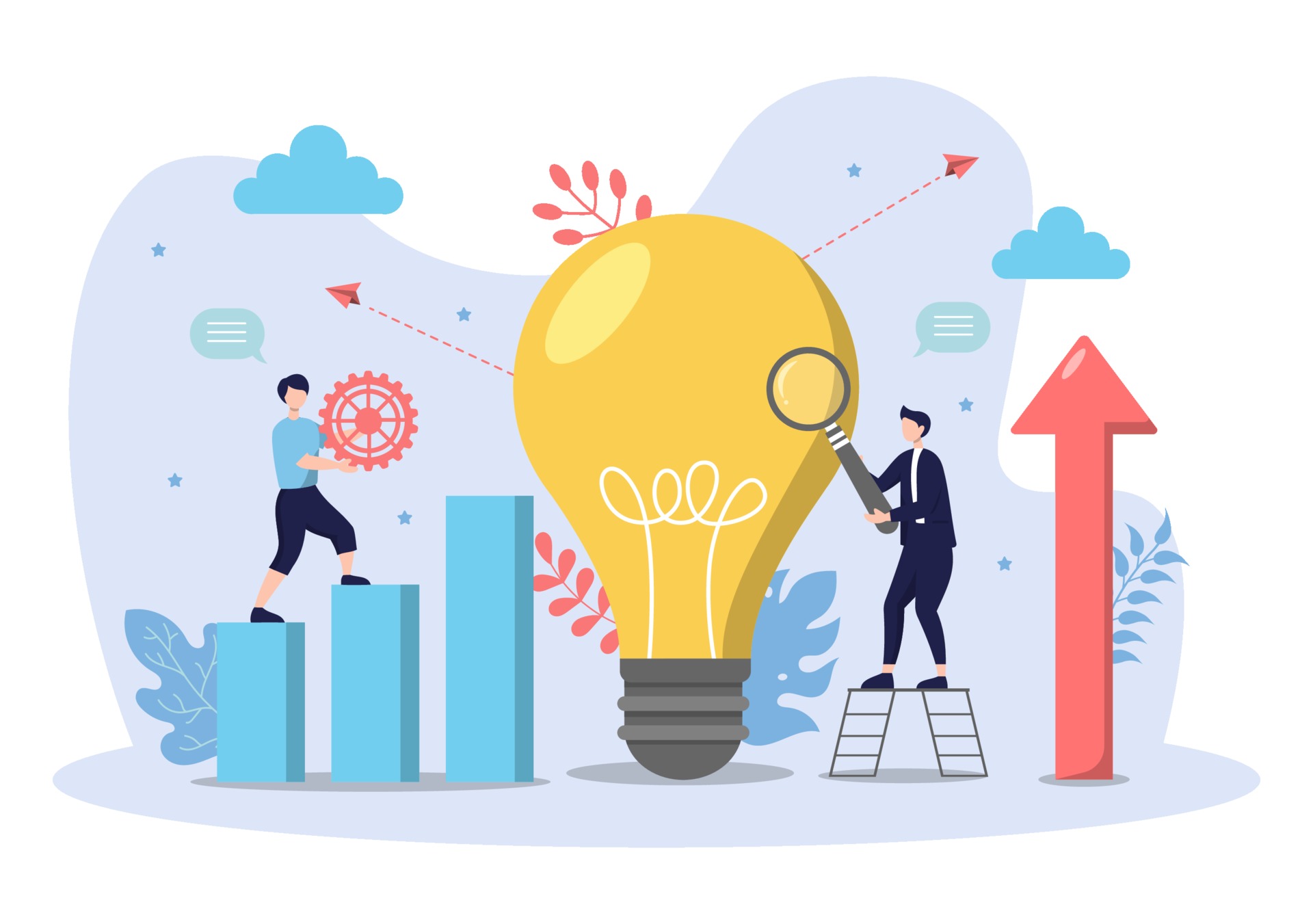 Startup Flat Illustration of Business Development Process, Innovation