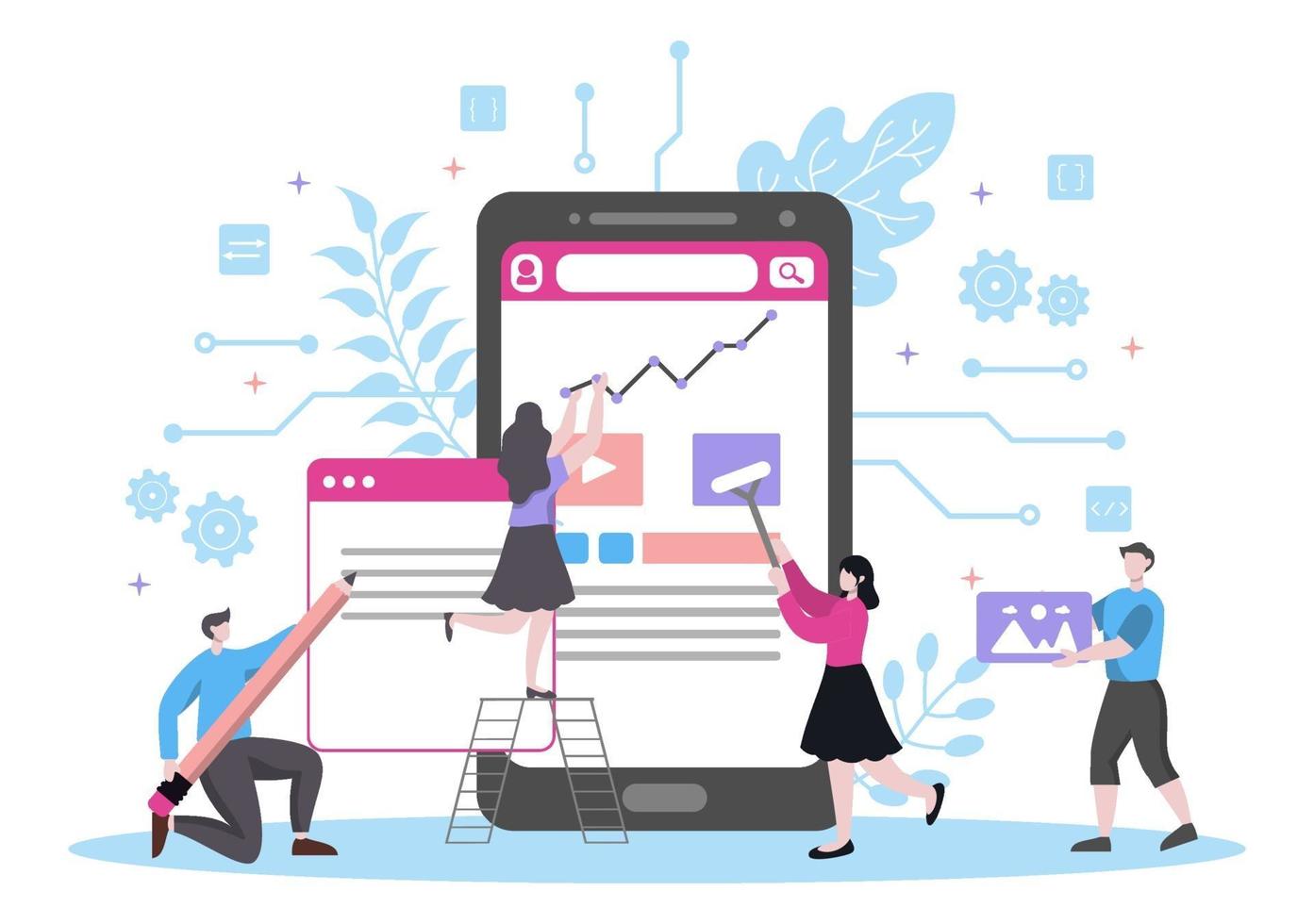 Web Development Flat Illustrations for Websites, Programming, Marketing Materials, Business Presentations, Online Advertising and Mobile Applications vector