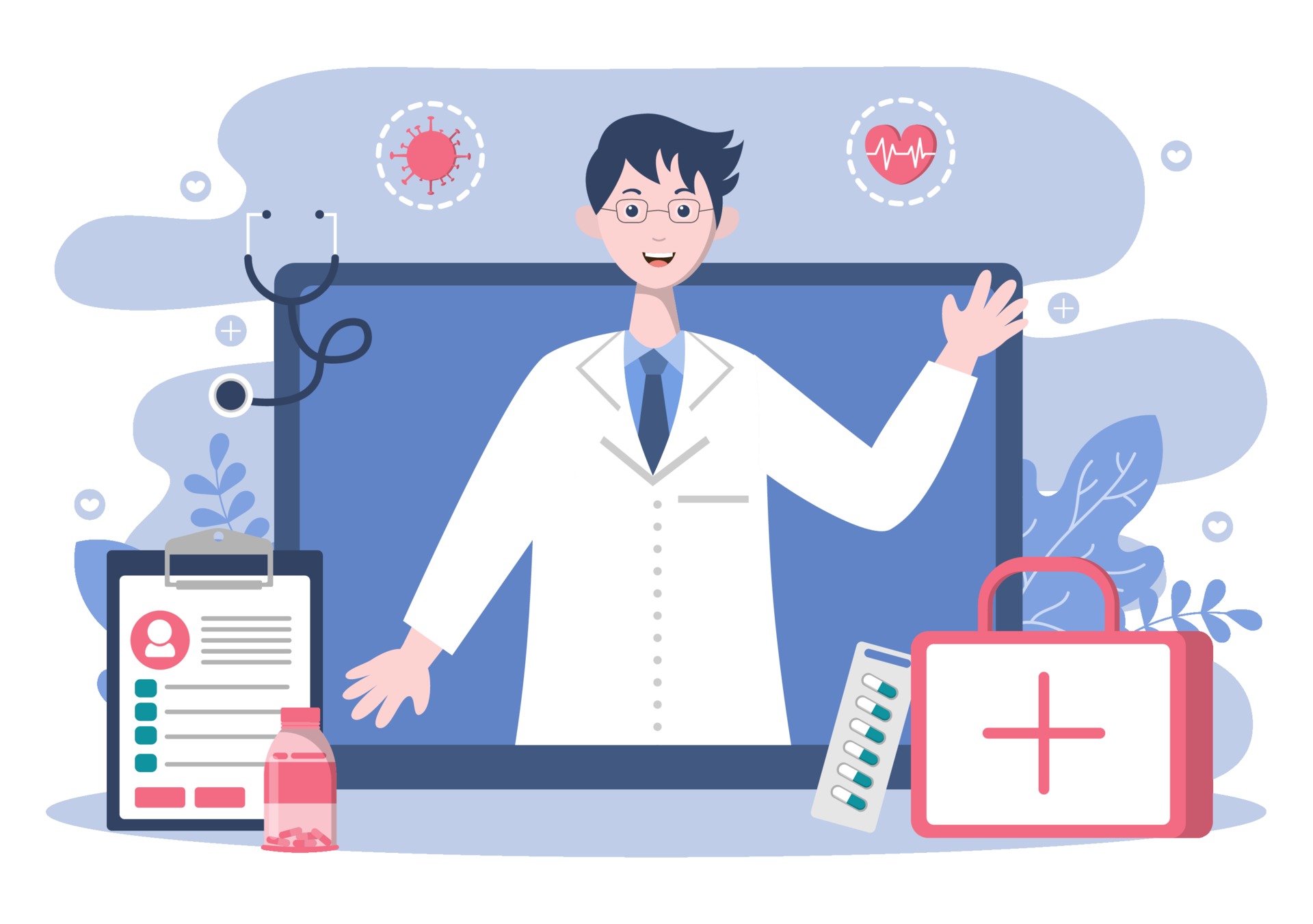 Online Healthcare and Medical Concept of Doctor Vector Illustration ...