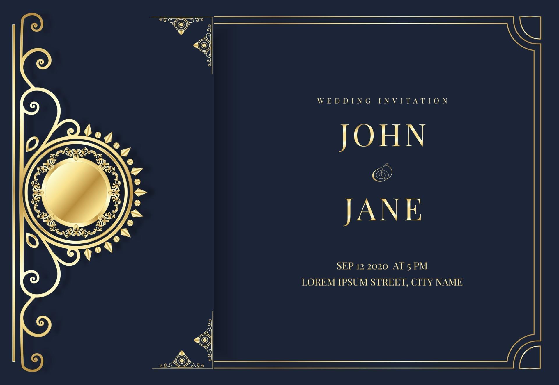 luxury blue and golden wedding invitation 2139597 Vector Art at Vecteezy