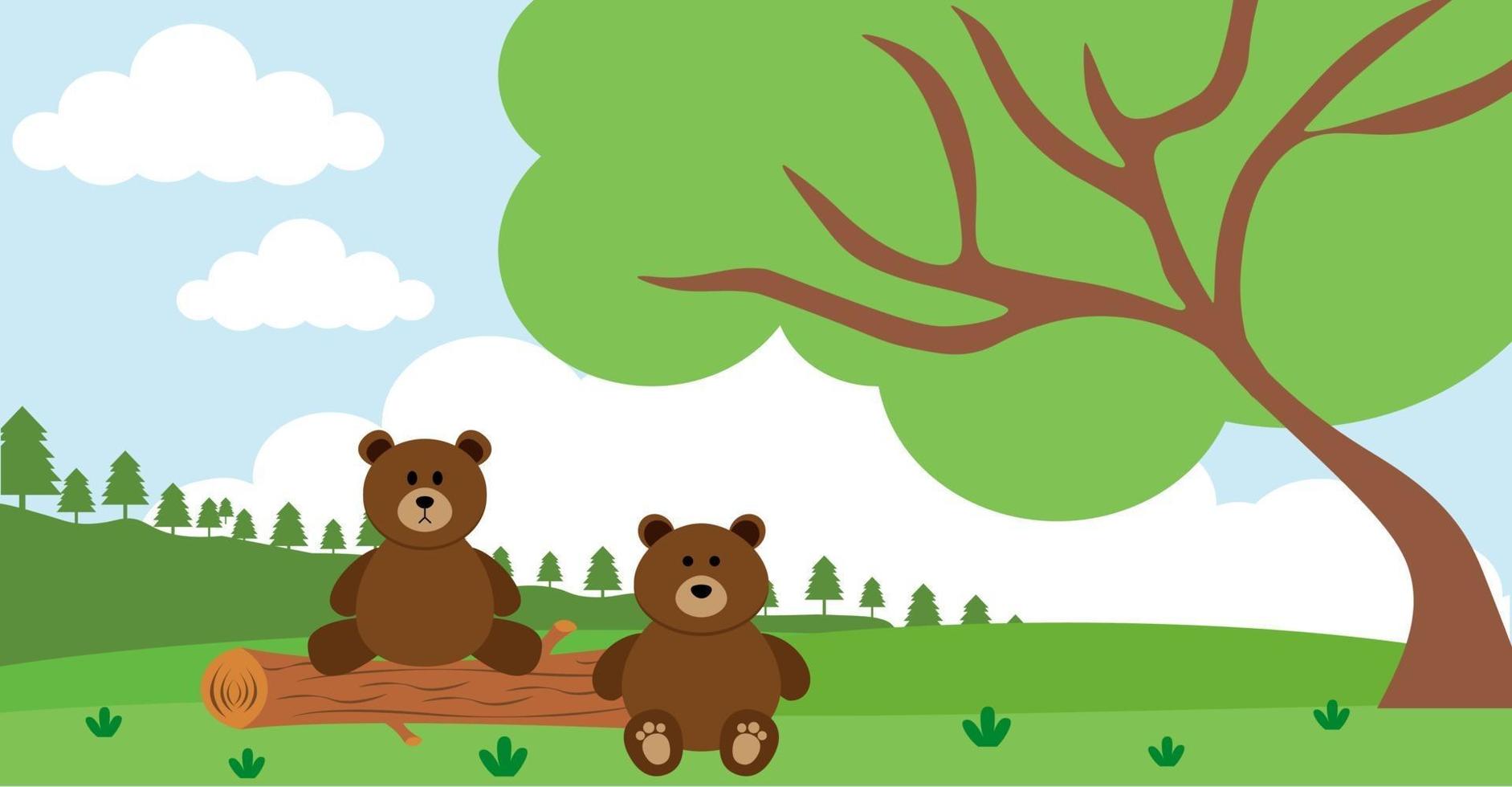 Bear Vector Cute Animals in Cartoon Style, Wild Animal, Designs for Baby clothes. Hand Drawn Characters