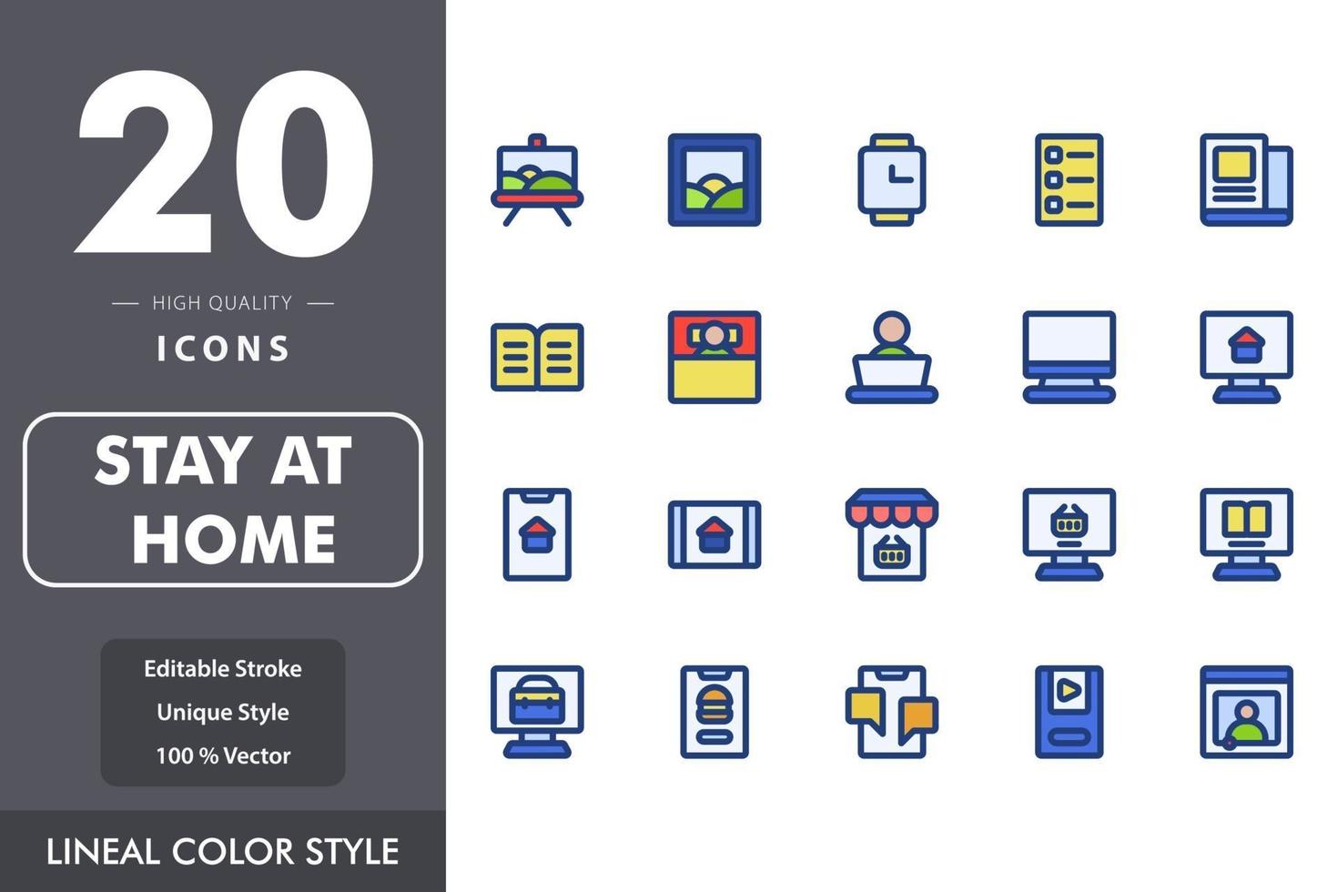 Stay at home icon pack isolated on white background. for your web site design, logo, app, UI. Vector graphics illustration and editable stroke. EPS 10.