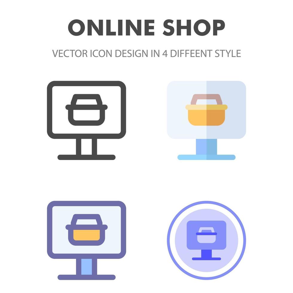 paquete de iconos de tienda online en diferentes estilos vector