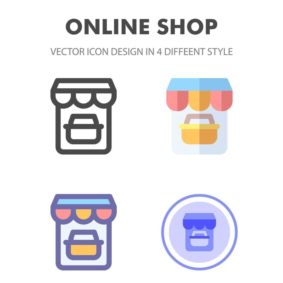 paquete de iconos de tienda online en diferentes estilos vector