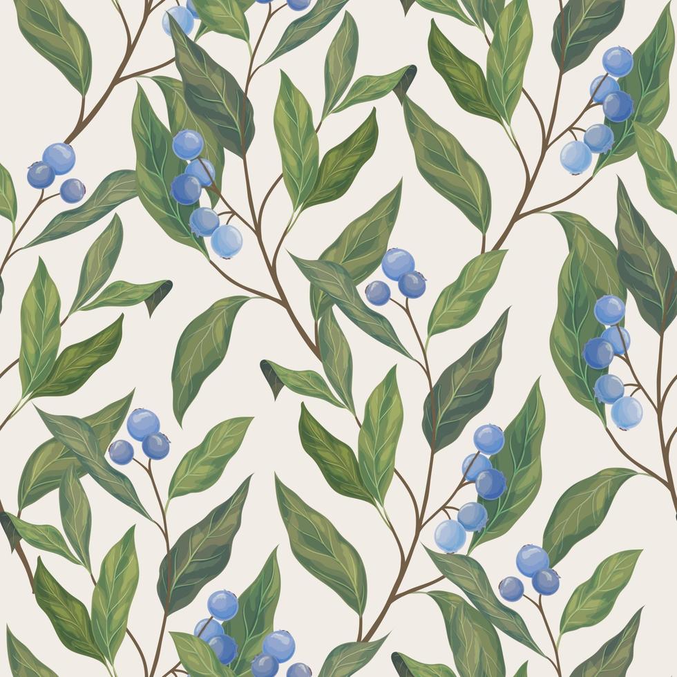 Blueberry seamless pattern vector