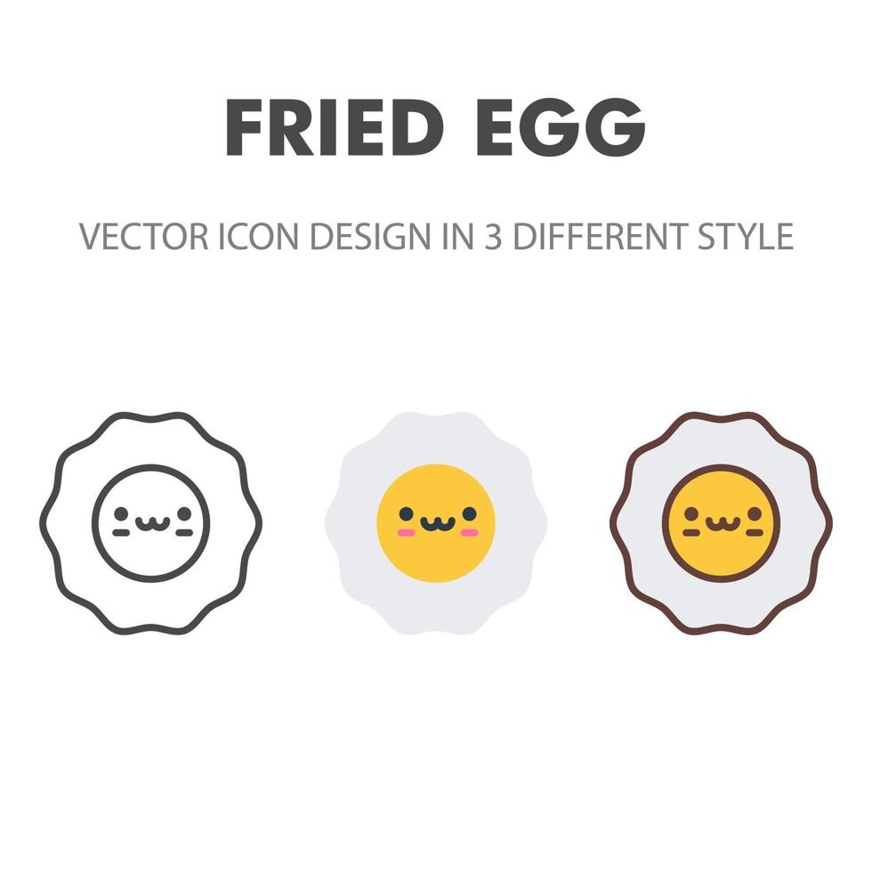 fried egg icon. Kawai and cute food illustration. for your web site design, logo, app, UI. Vector graphics illustration and editable stroke. EPS 10.
