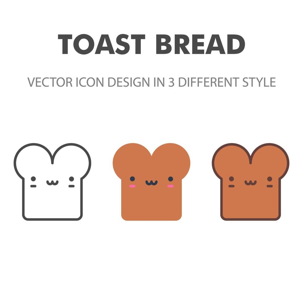 toast bread icon. Kawai and cute food illustration. for your web site design, logo, app, UI. Vector graphics illustration and editable stroke. EPS 10.