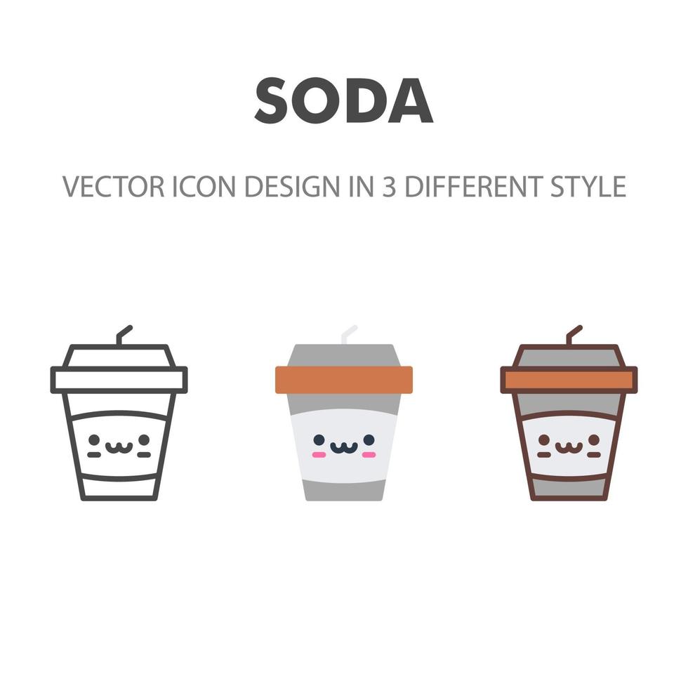 soda icon. Kawai and cute food illustration. for your web site design, logo, app, UI. Vector graphics illustration and editable stroke. EPS 10.