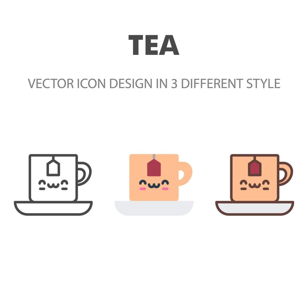 icono de té. kawai y linda ilustración de comida. para el diseño de su sitio web, logotipo, aplicación, interfaz de usuario. Ilustración de gráficos vectoriales y trazo editable. eps 10. vector