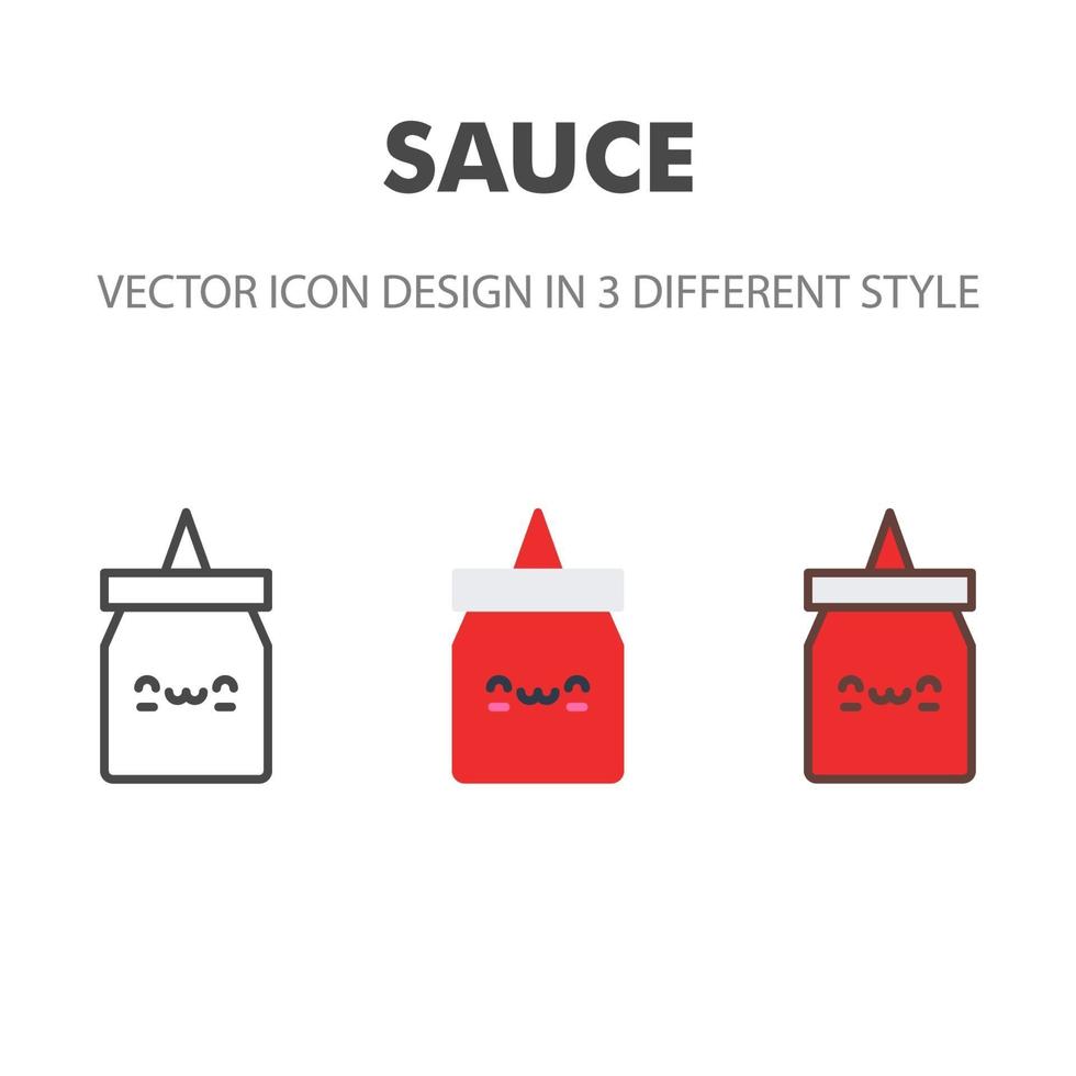 icono de salsa. kawai y linda ilustración de comida. para el diseño de su sitio web, logotipo, aplicación, interfaz de usuario. Ilustración de gráficos vectoriales y trazo editable. eps 10. vector