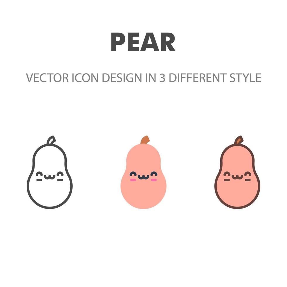 pear icon. Kawai and cute food illustration. for your web site design, logo, app, UI. Vector graphics illustration and editable stroke. EPS 10.