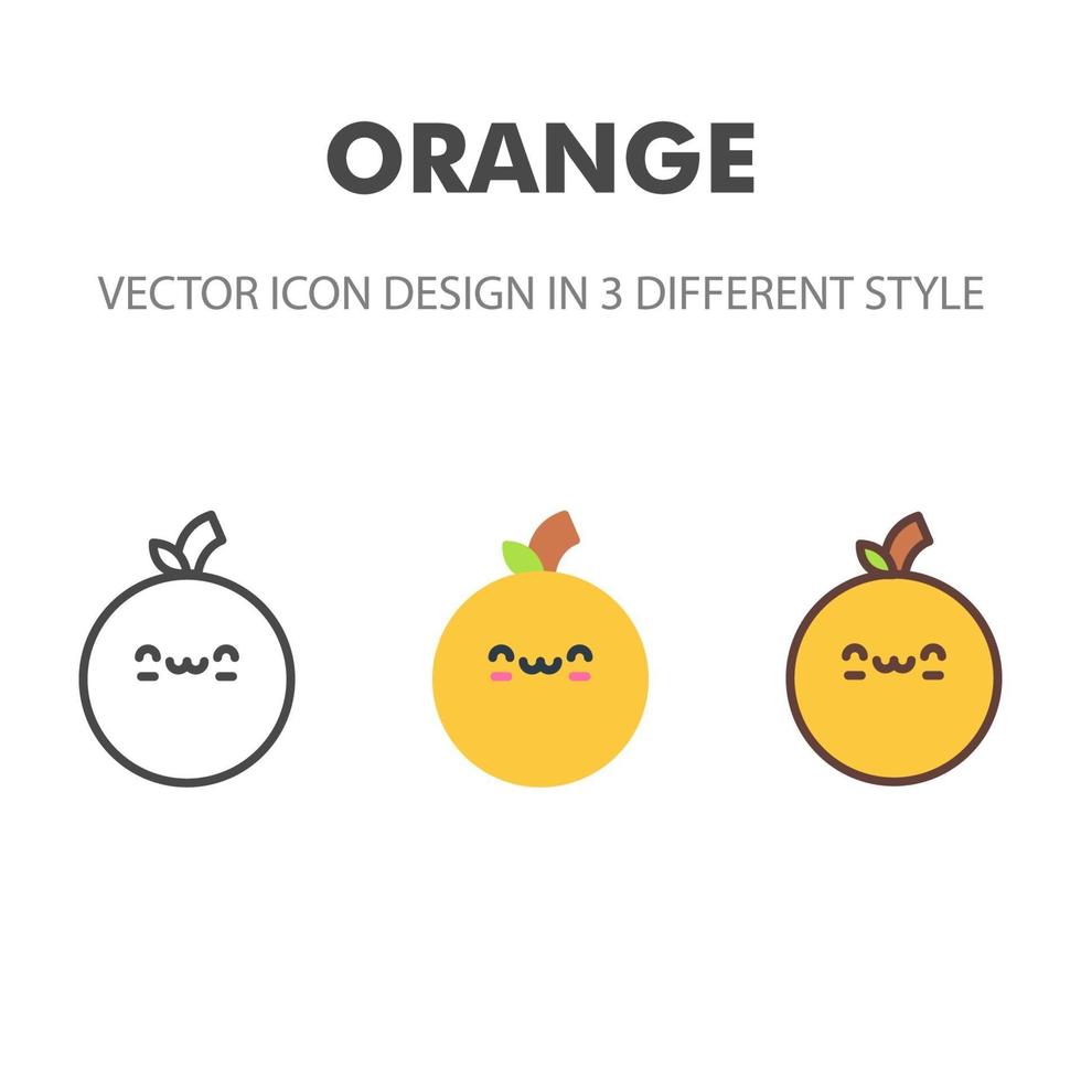 icono naranja. kawai y linda ilustración de comida. para el diseño de su sitio web, logotipo, aplicación, interfaz de usuario. Ilustración de gráficos vectoriales y trazo editable. eps 10. vector