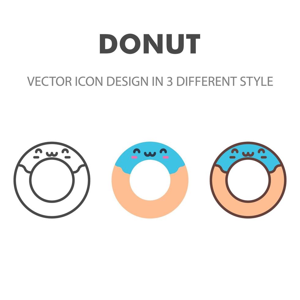 donut icon. Kawai and cute food illustration. for your web site design, logo, app, UI. Vector graphics illustration and editable stroke. EPS 10.