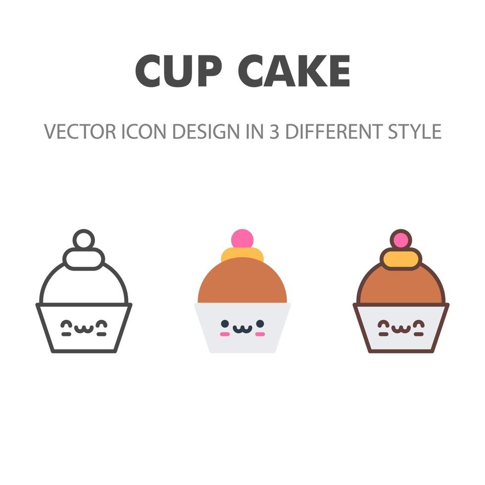 icono de pastel de taza. kawai y linda ilustración de comida. para el diseño de su sitio web, logotipo, aplicación, interfaz de usuario. Ilustración de gráficos vectoriales y trazo editable. eps 10. vector