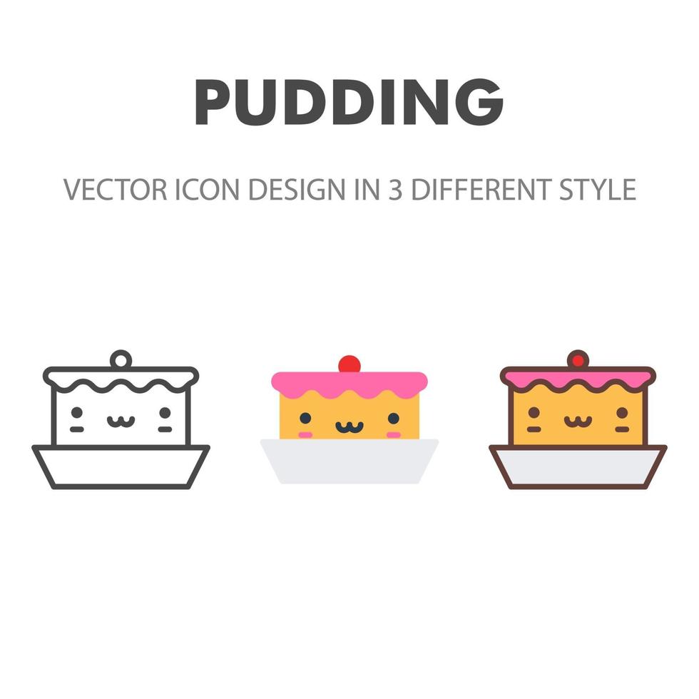 icono de pudín. kawai y linda ilustración de comida. para el diseño de su sitio web, logotipo, aplicación, interfaz de usuario. Ilustración de gráficos vectoriales y trazo editable. eps 10. vector