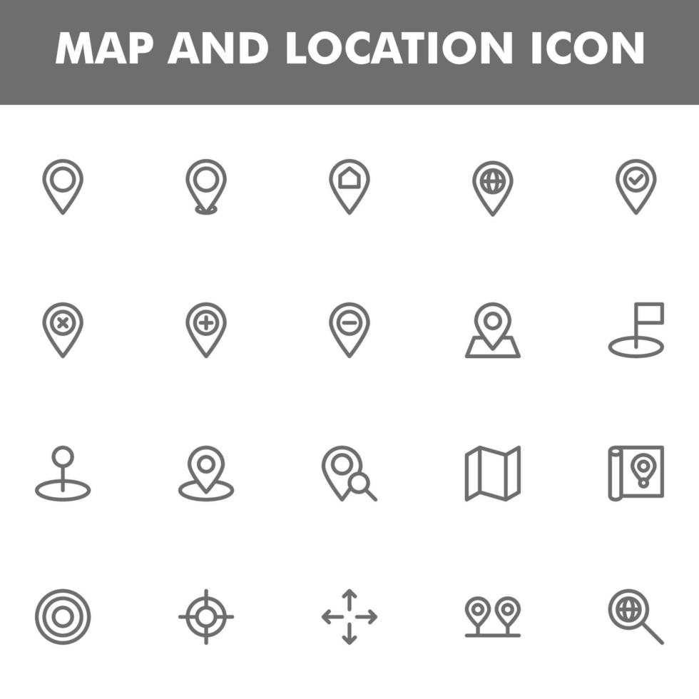 Map and location icon pack isolated on white background. for your web site design, logo, app, UI. Vector graphics illustration and editable stroke. EPS 10.