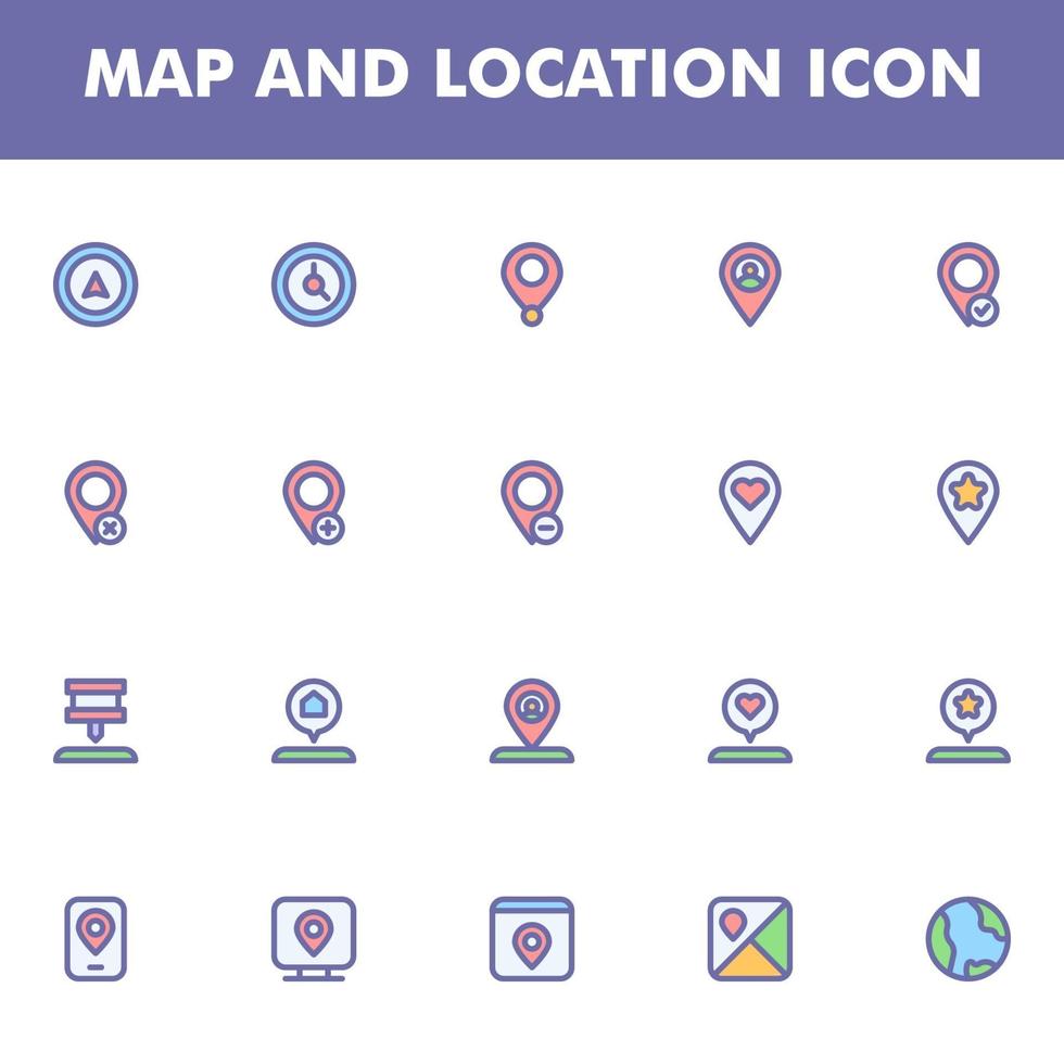 paquete de iconos de mapa y ubicación aislado sobre fondo blanco. para el diseño de su sitio web, logotipo, aplicación, interfaz de usuario. Ilustración de gráficos vectoriales y trazo editable. eps 10. vector