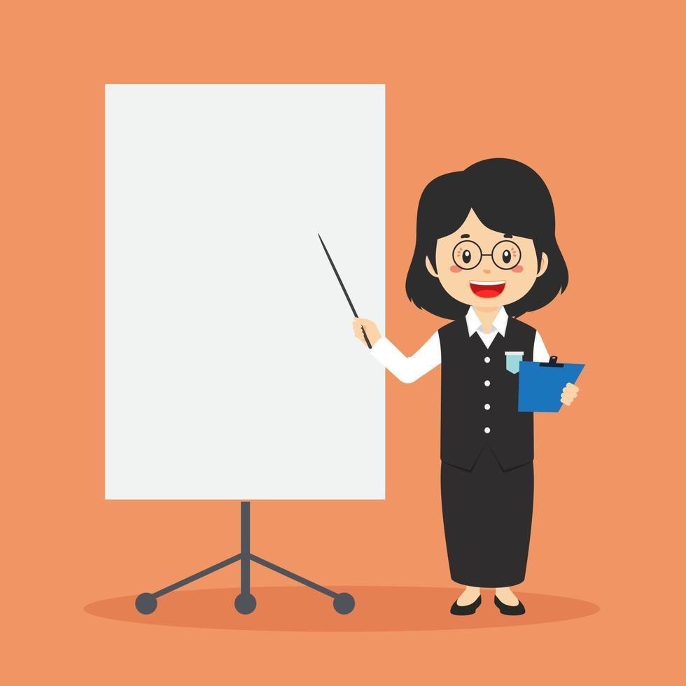 Teacher Character with Blank Board vector