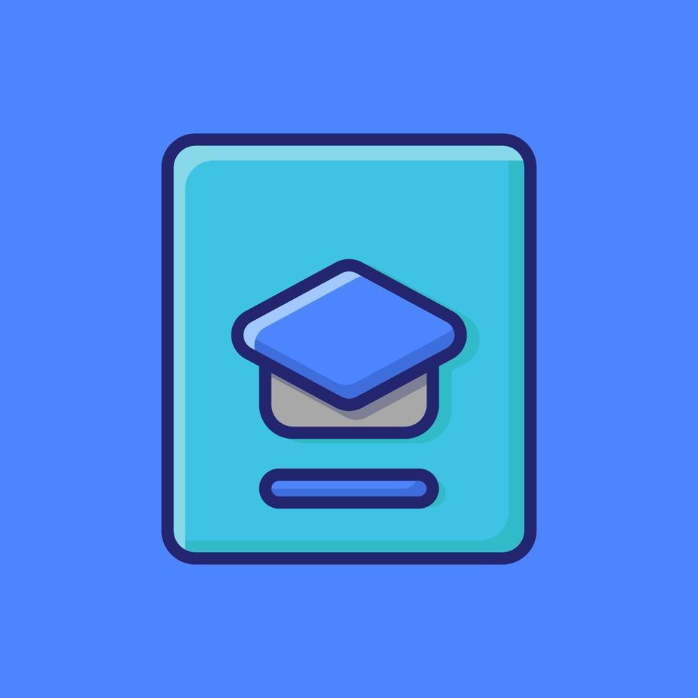 Tablet With Mortarboard Vector Icon Illustration. Flat Cartoon Style Suitable For Web Landing Page, Banner, Sticker, Background.