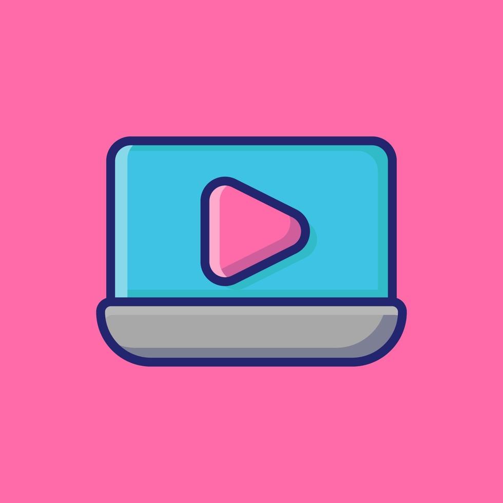 Tutorial in laptop Vector Icon Illustration. Flat Cartoon Style Suitable for Web Landing Page, Banner, Sticker, Background.
