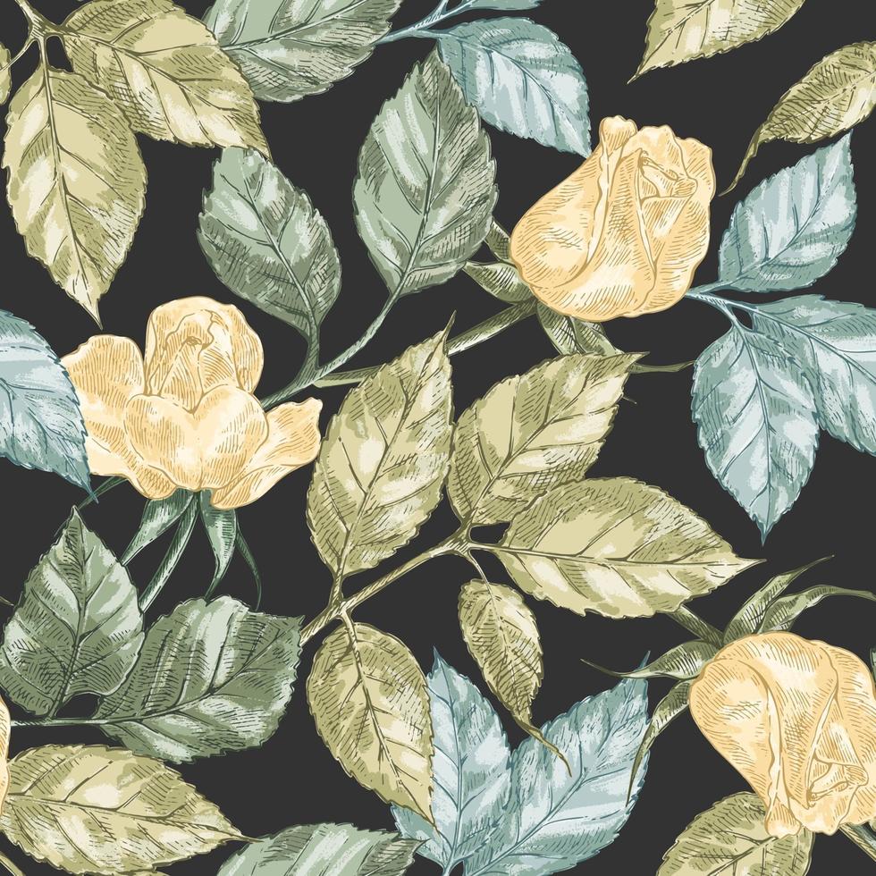 Vintage rose seamless pattern vector