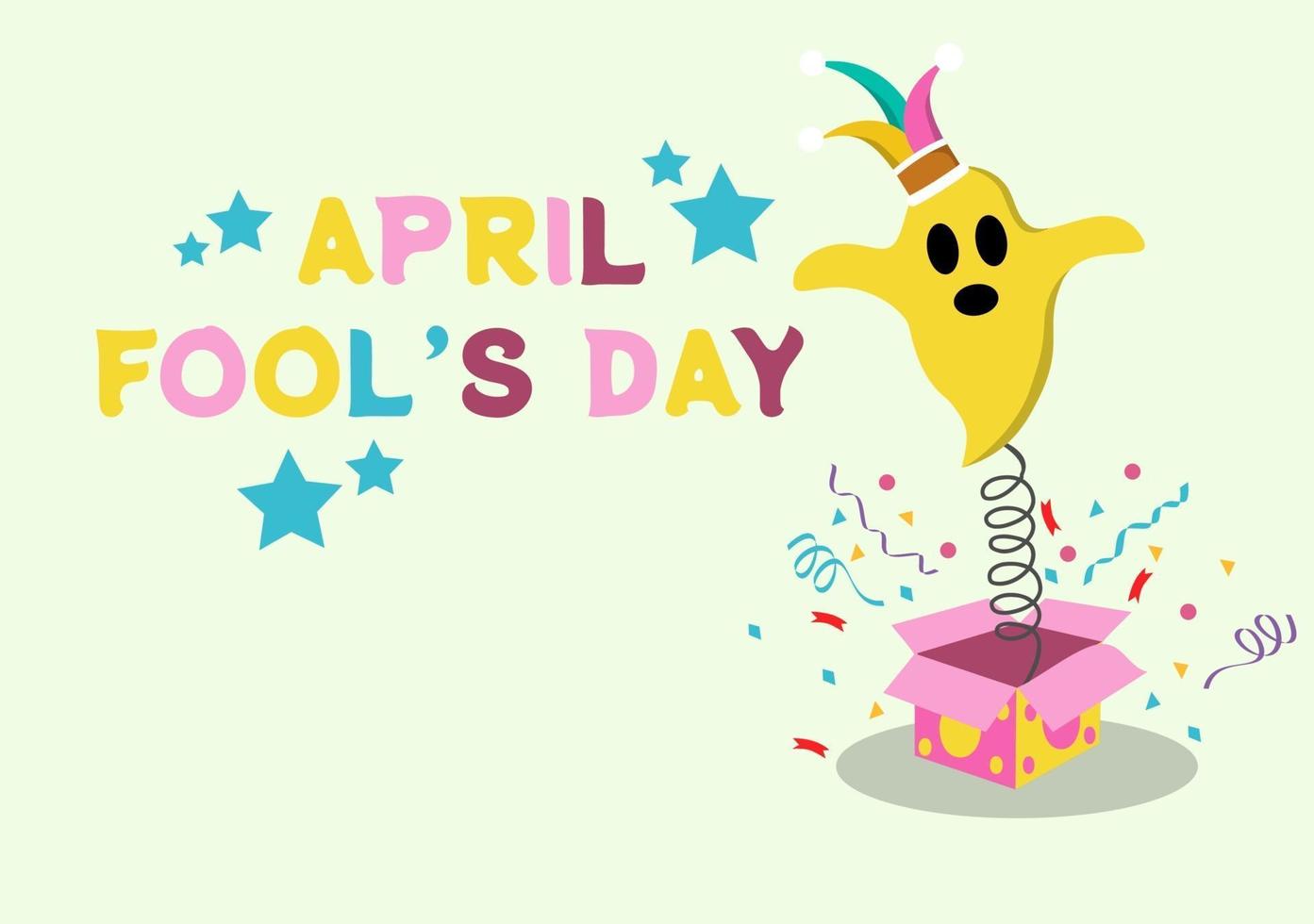 Celebration Happy April Fool's Day Wearing a Jester Hat Background Design Concept. Vector Illustration